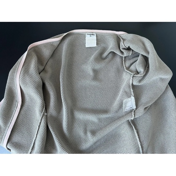 Chanel Spring 2003 03P size 42 jacket grey pink cotton Sports Zip front Logo - Picture 8 of 10